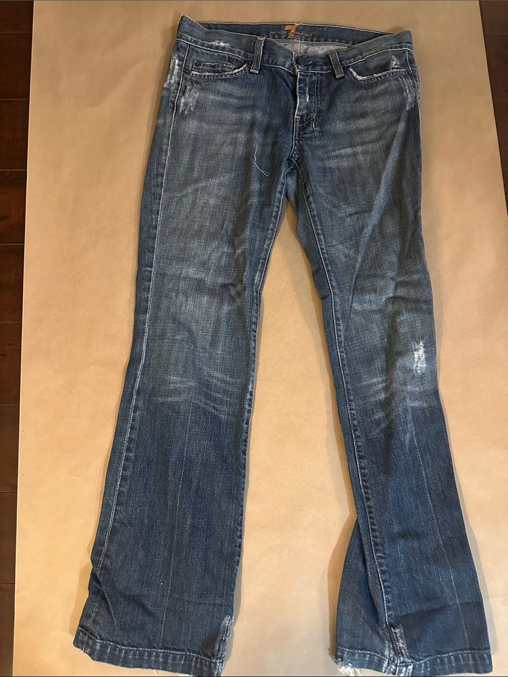 7 For All Mankind Women's Flare Jeans in Dark Blue Denim